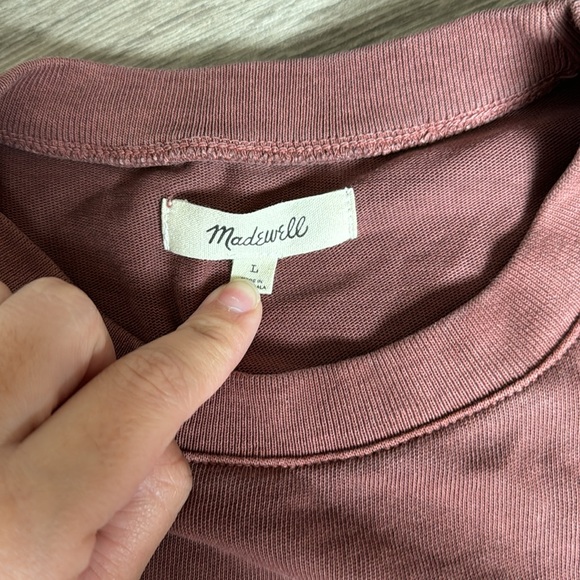 Mdwll Garment-Dyed Oversized Pocket Tee $45 Size L Maroon - Picture 3 of 5